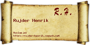Rujder Henrik névjegykártya